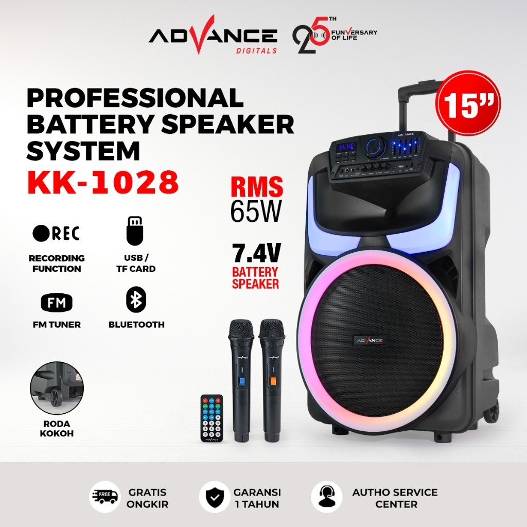 Advance Speaker 15“INC Gratis 2Mic Karoke KK-1028  Free 2Mic Karoke Subwoofer aktif KK-1028  Free 2M