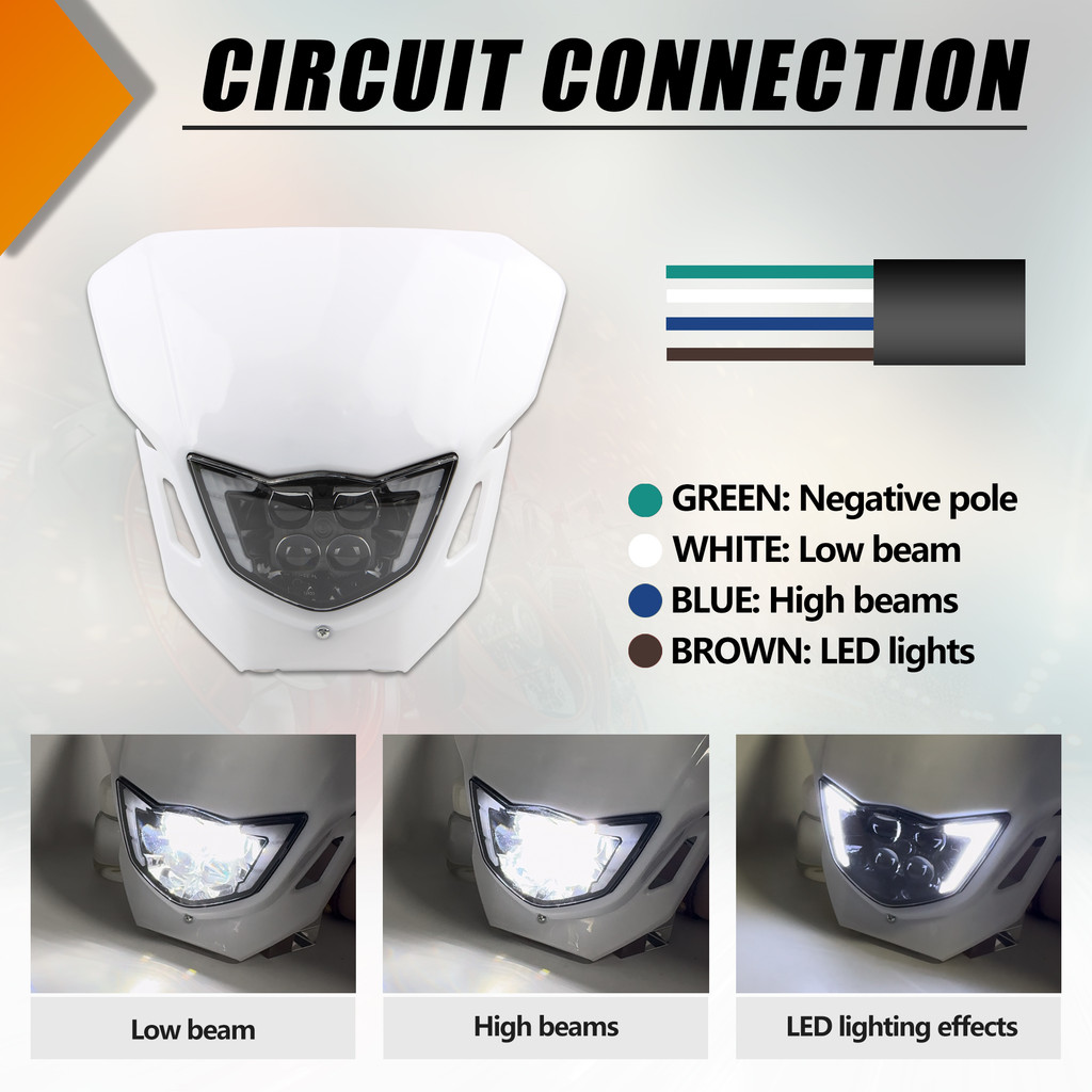 Motorcycle Headlight For Yamaha WR250F WR450F YZ250F YZ450F 2015-2019 Motocross Led Headlamp Daytime
