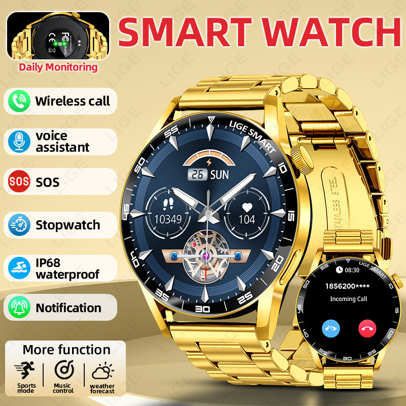 Original LIGE Smart Watch Wireless Call Weather Forecast Magnetic Charging Waterproof Music Control 