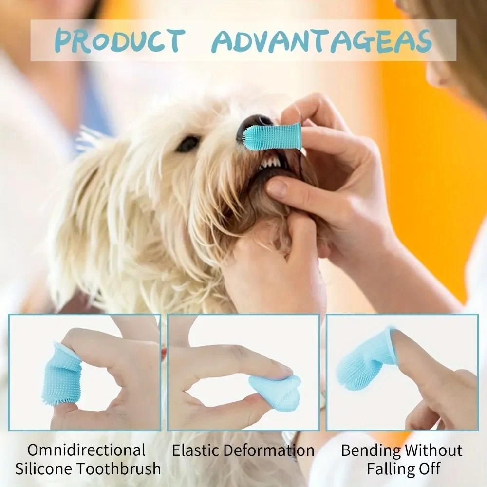 Dog Toothbrush , Nontoxic Silicone Dog Finger Toothbrush with Storage Case, Dog Cat Puppy Toothbrush
