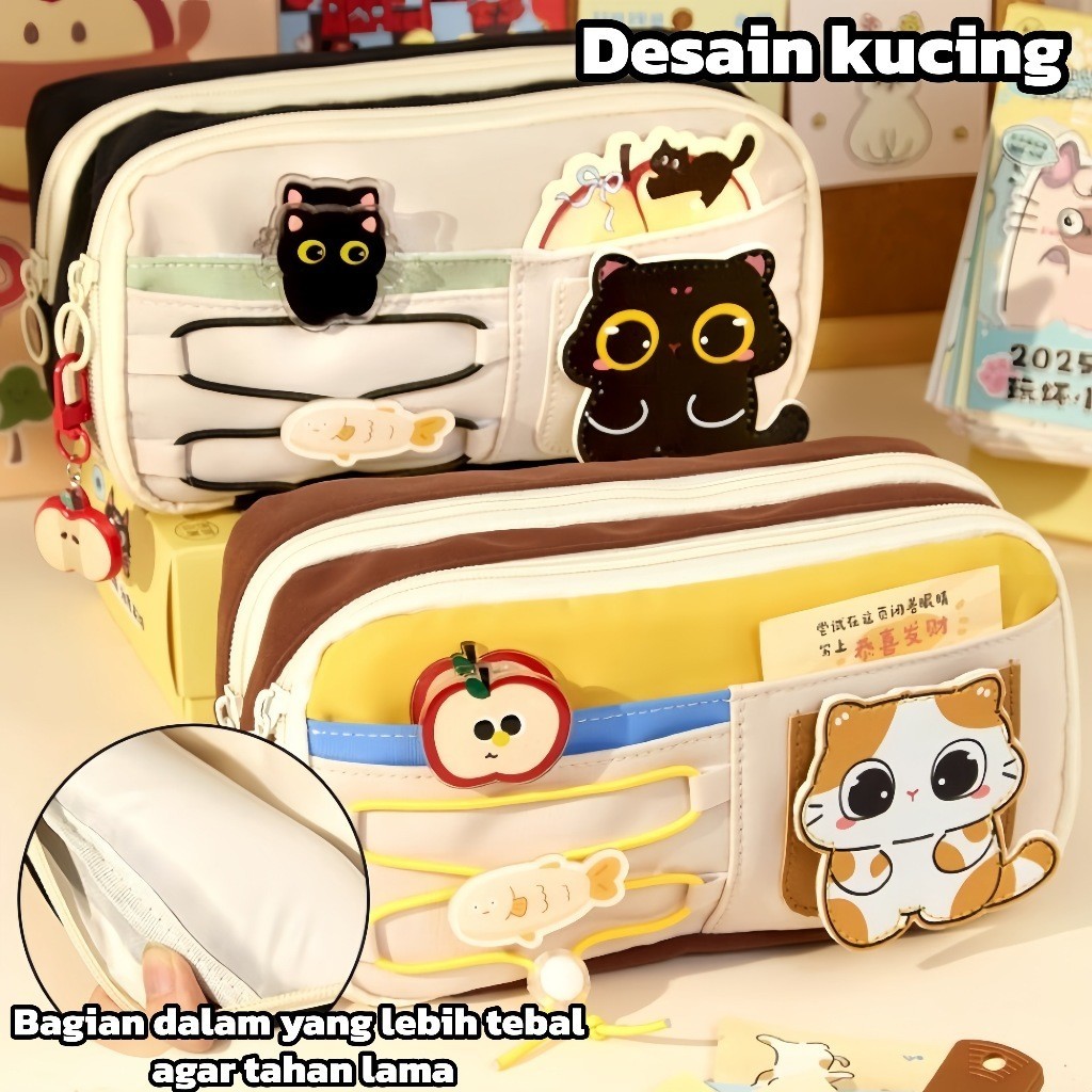 [COD]Tempat Pensil Gaya Korea / Tempat Pensil Kucing / Tempat Pensil Buah / Tempat Pensil Berkapasit