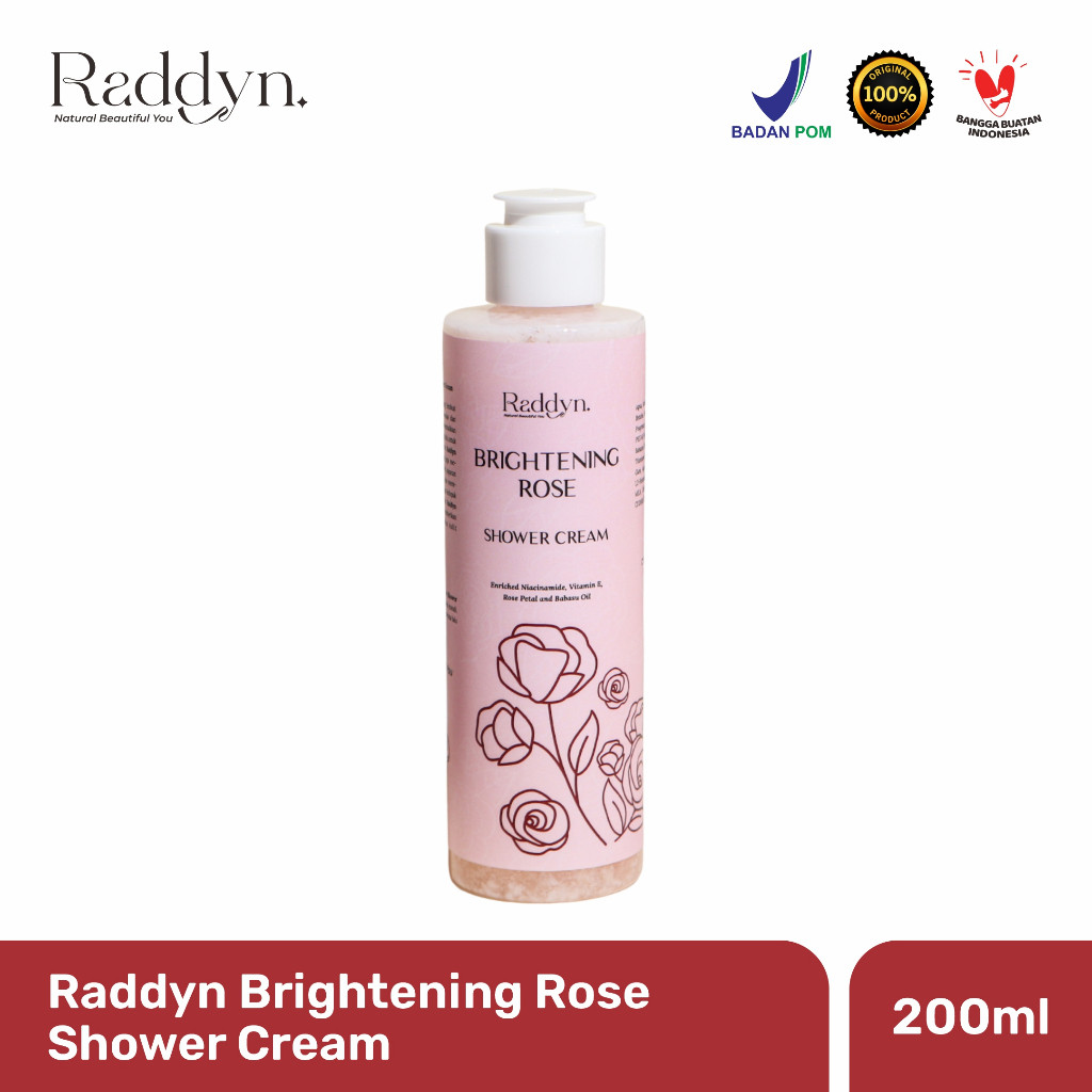 RADDYN Brightening Shower Cream Rose Full Size Sabun Mandi Melembapkan Kulit
