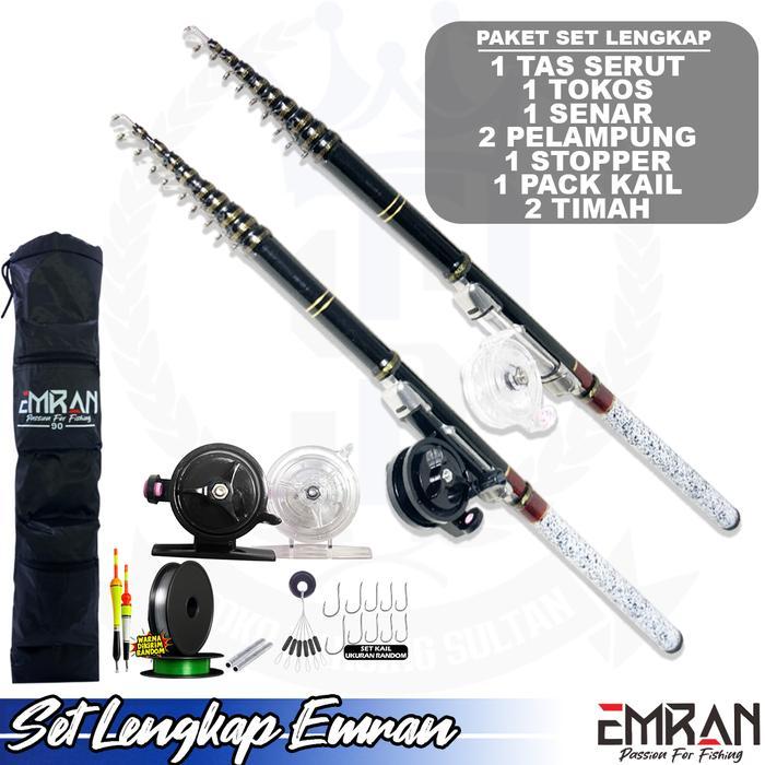 Siap Pakai Joran Tegek Set Kolong Emran TJL ruas pendek material fiber ruas tertutup 40cm ringan kua