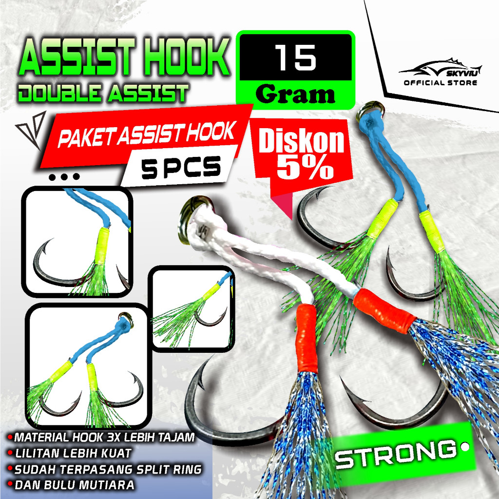 Hookpilot - [PAKET ASSIST HOOK] Assist Hook Double 15 gram Metal Jig Asist Hook Micro Jig 15gram Kai