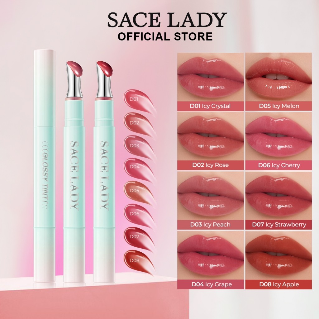 SACE LADY Icy Glossy Tint Cold Matte Moisturizing Juicy Lipstick Watery Long-lasting Non-stick Long 