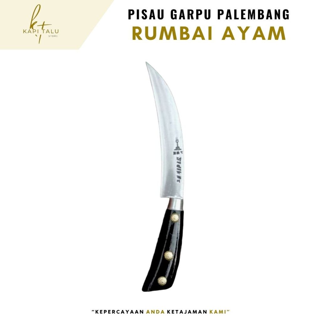 [Original] Pisau Sembelih/Pisau Seset Daging Model Rumbai Ayam Cap Garpu Palembang Asli