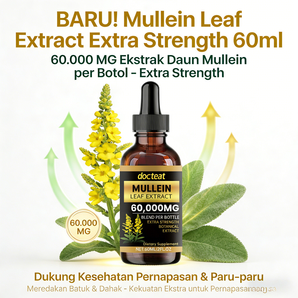 Mullein Leaf Extract 60.000mg Ekstrak Daun Mullein Dukung Kesehatan Pernapasan 60ml LY32313