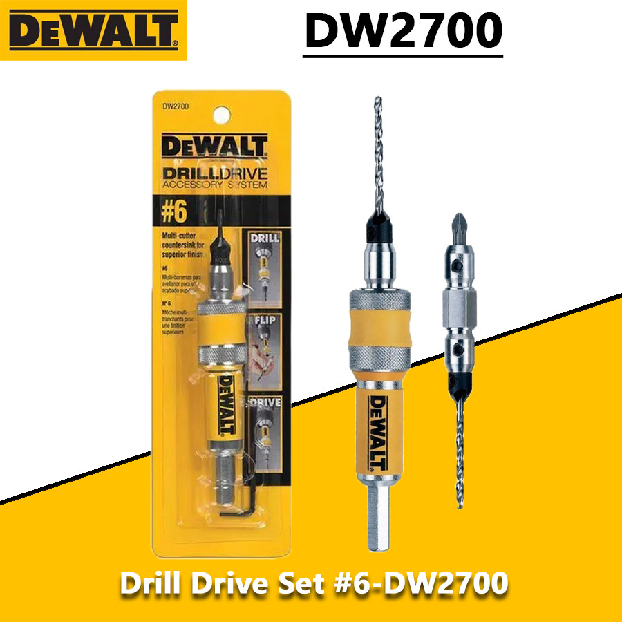 DEWALT DW2700#6 Set Mata Bor Flip Drive Lengkap 2 in 1 Mata Bor Kayu Countersink 6mm Aksesoris