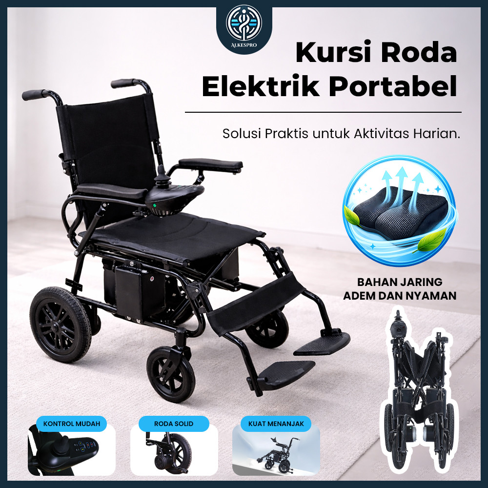 SH Kursi Roda Elektrik Lipat Otomatis Ringan untuk Dewasa & Lansia