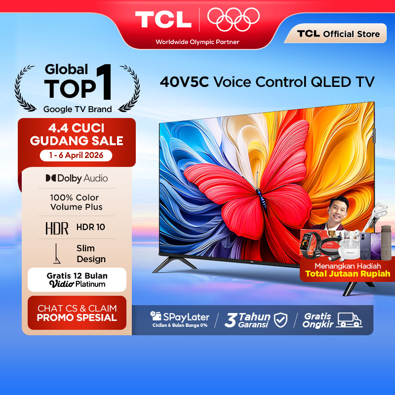 [Flash Sale] TCL Ultimate QLED FHD TV 40 inch V5C - HDR 10 - Dolby Audio - Google Play/Netflix/Youtu