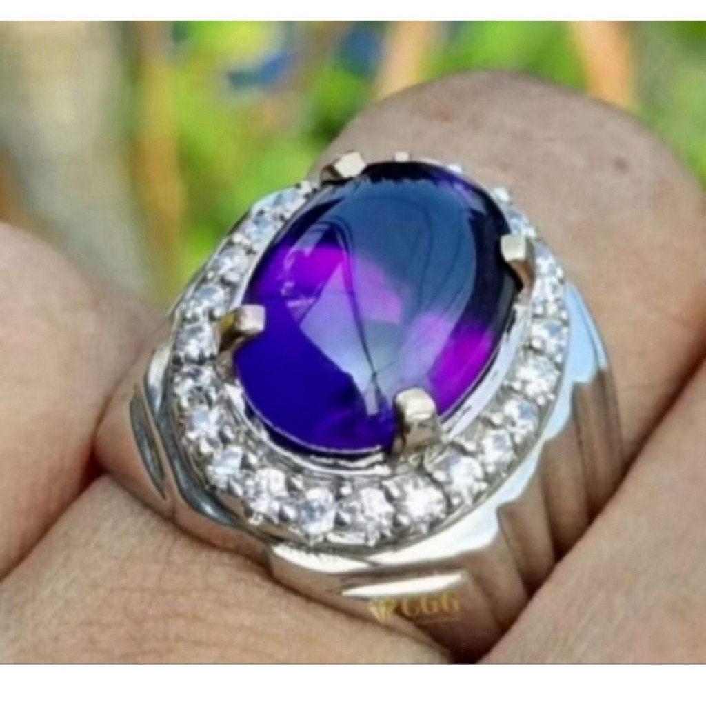 Batu Cincin Kecubung Bungur Tanjung Bintang Lampung / BTB Lampung Cutting bawah giwang natural 100% 