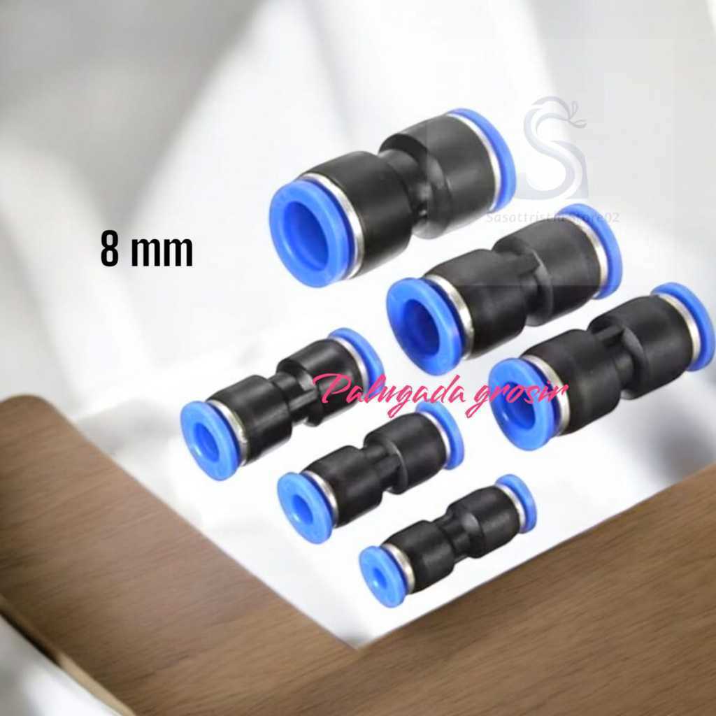 promo Fitting type PU 8mm Fitting lurus selang ke selang ukuran 8mm x 8mm