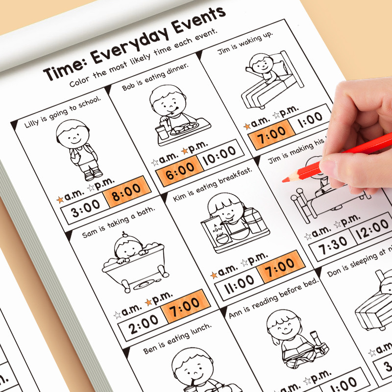 32 Page Telling Time Exercise Time Cognition Book Interactive Game Book about Time Fun Time Game Dra