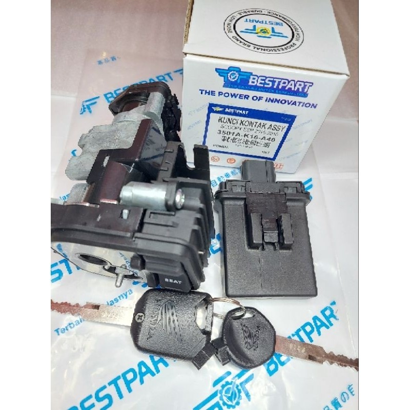 KUNCI KONTAK ASSY SET + REMOT +MODUL SCOOPY ESP 2015-2016 (LOGO HONDA) K16- BESTPART