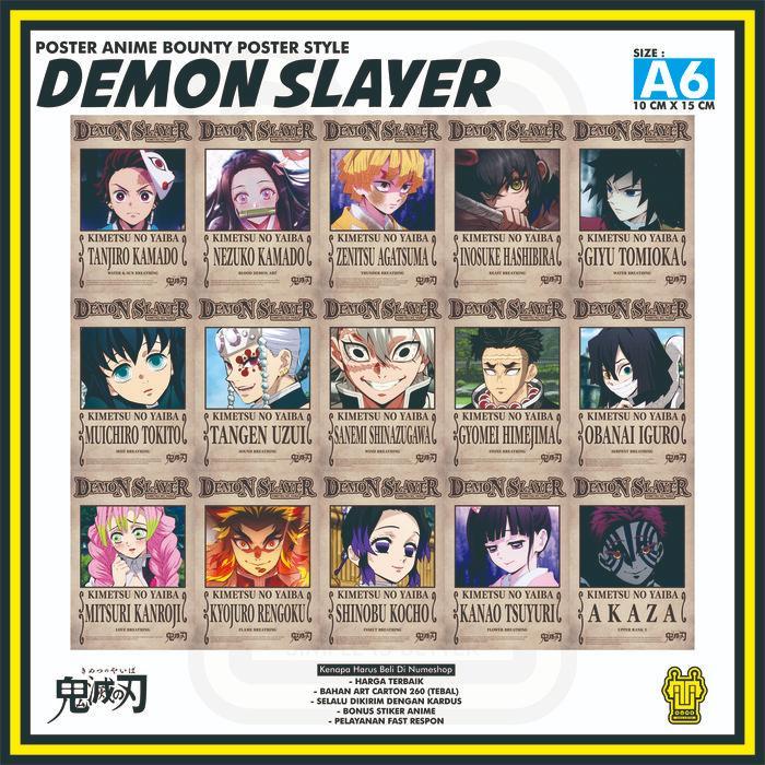 Poster Anime Demon Slayer - Poster Kimetsu No Yaiba - Poster Bounty Wanted Ukuran A6 1 Set