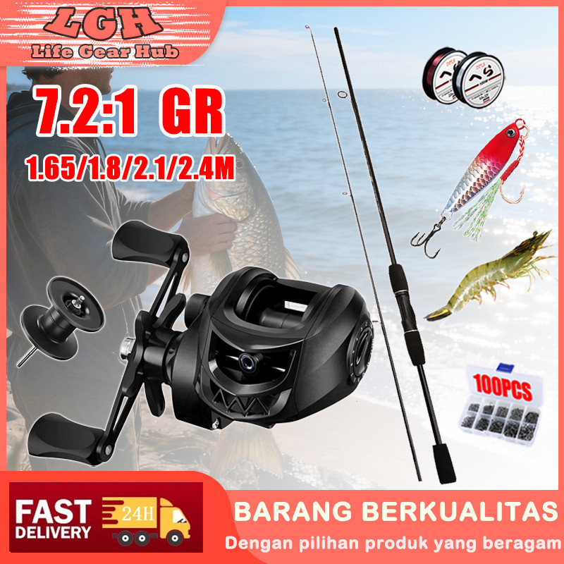Joran Pancing 1 Set Hitam BC Reel Pancing set Paket Murah Peralatan Memancing 160-240cm Joran Pancin