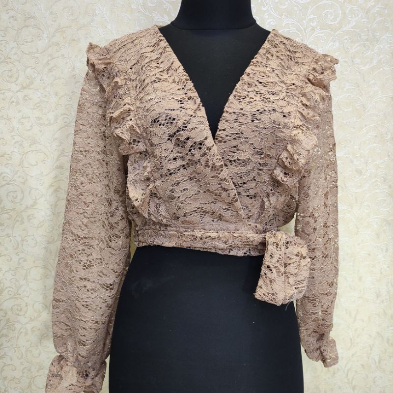 TERLARIS CARDIGAN BRUKAT PREMIUM RUFFLE KONDANGAN WANITA KOREAN STYLE OUTERWEAR MURAH TERLARIS - OUT