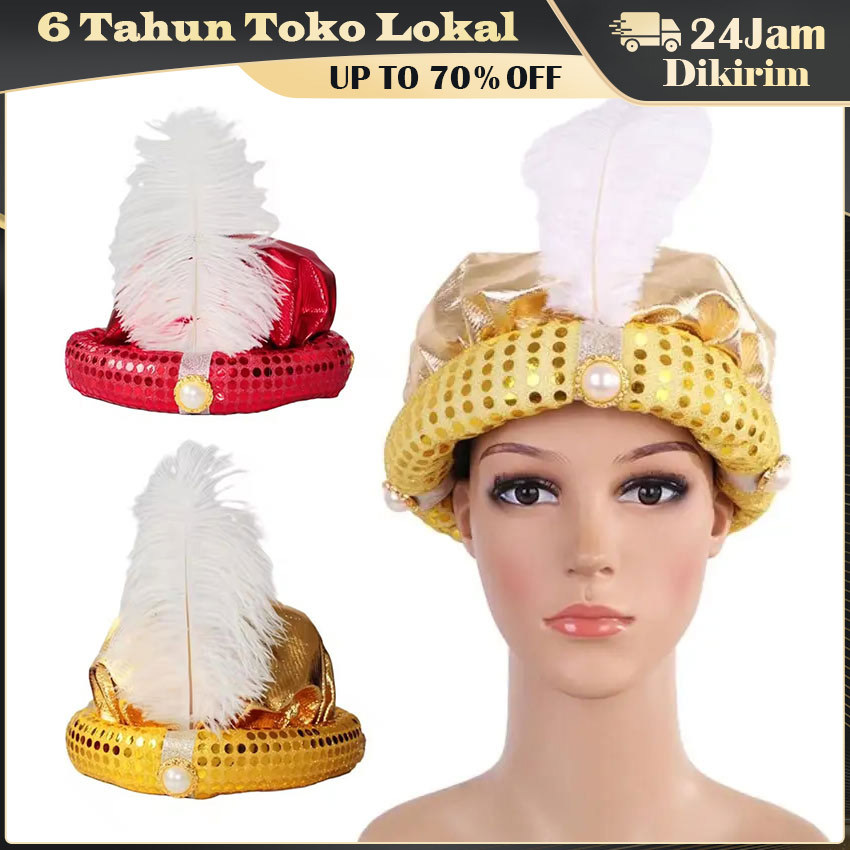 Topi India Bulu Dewasa / Kostum Pria Cowok Karnaval Carnaval Cosplay Aladin Alibaba / Bollywood Hat 