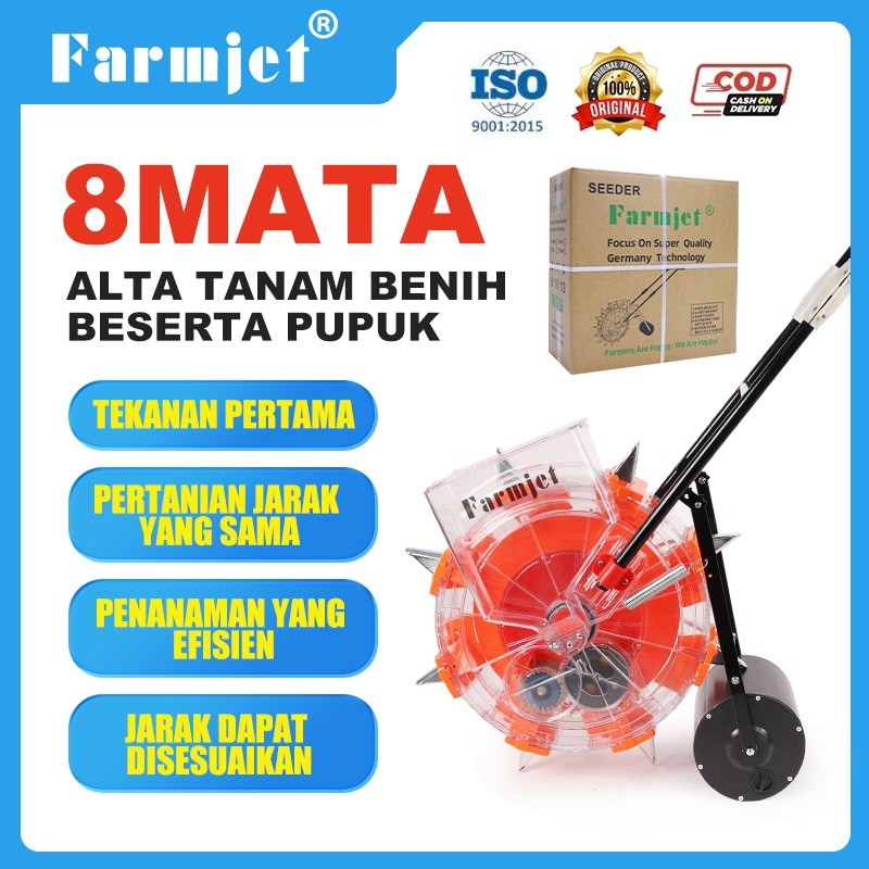Farmjet Alat Mesin Tanam Jagung Dorong Manual Alat Tanam Jagung 8 Mata,Alat Untuk Menana Penanam(633