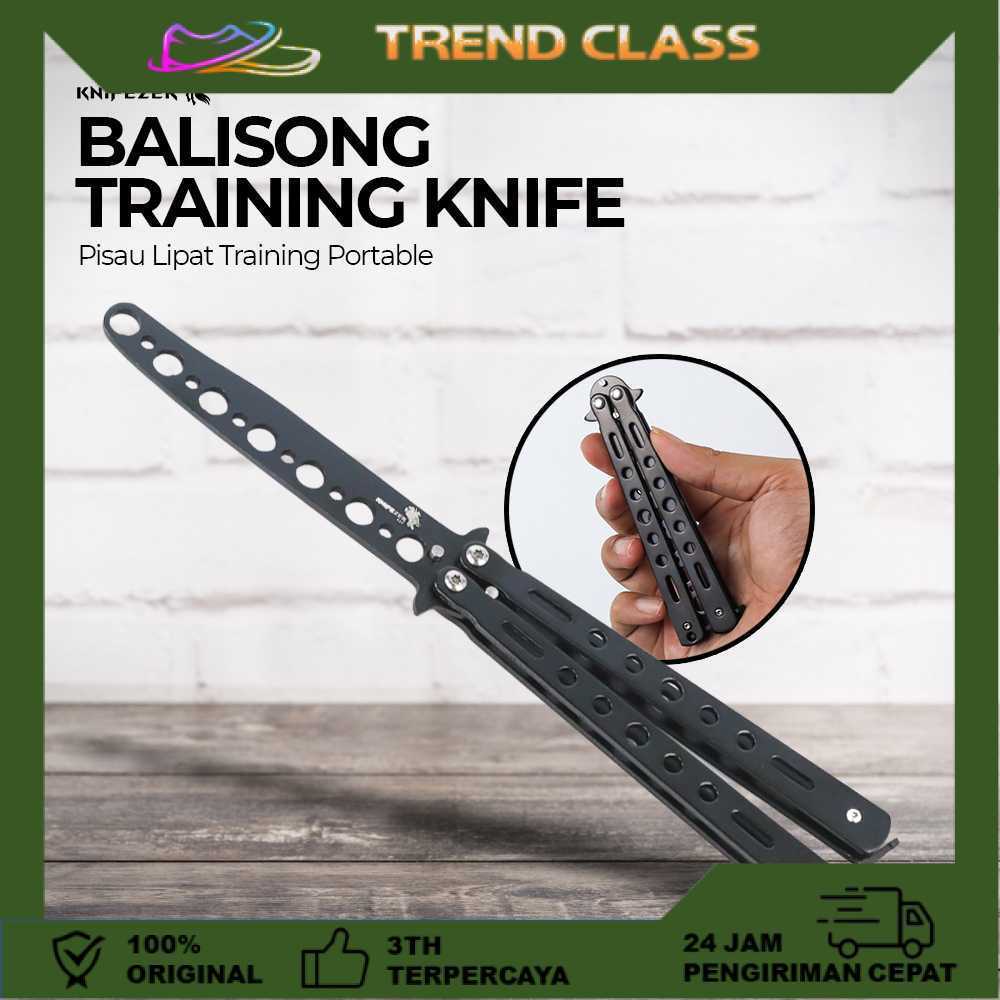 KNIFEZER Balisong Pisau Lipat Trainer Trik Tumpul Stainless Steel - C27 COD | Hot Item | Bergaransi 