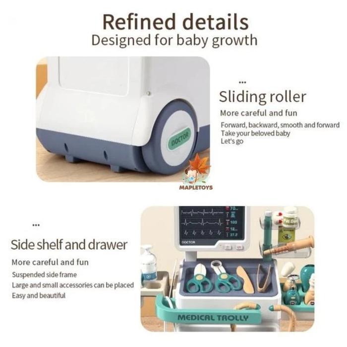 Mainan anak dokter troli + BAJU dokter set aksesoris lengkap mainan anak dokter dokteran aksesoris d