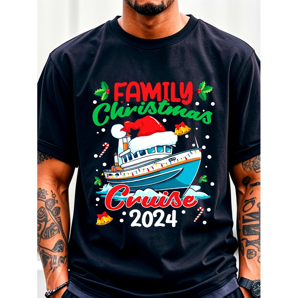 Kaos Pria Natal 2024 Family Christmas Baju Couple Keluarga Lengan Pendek Katun