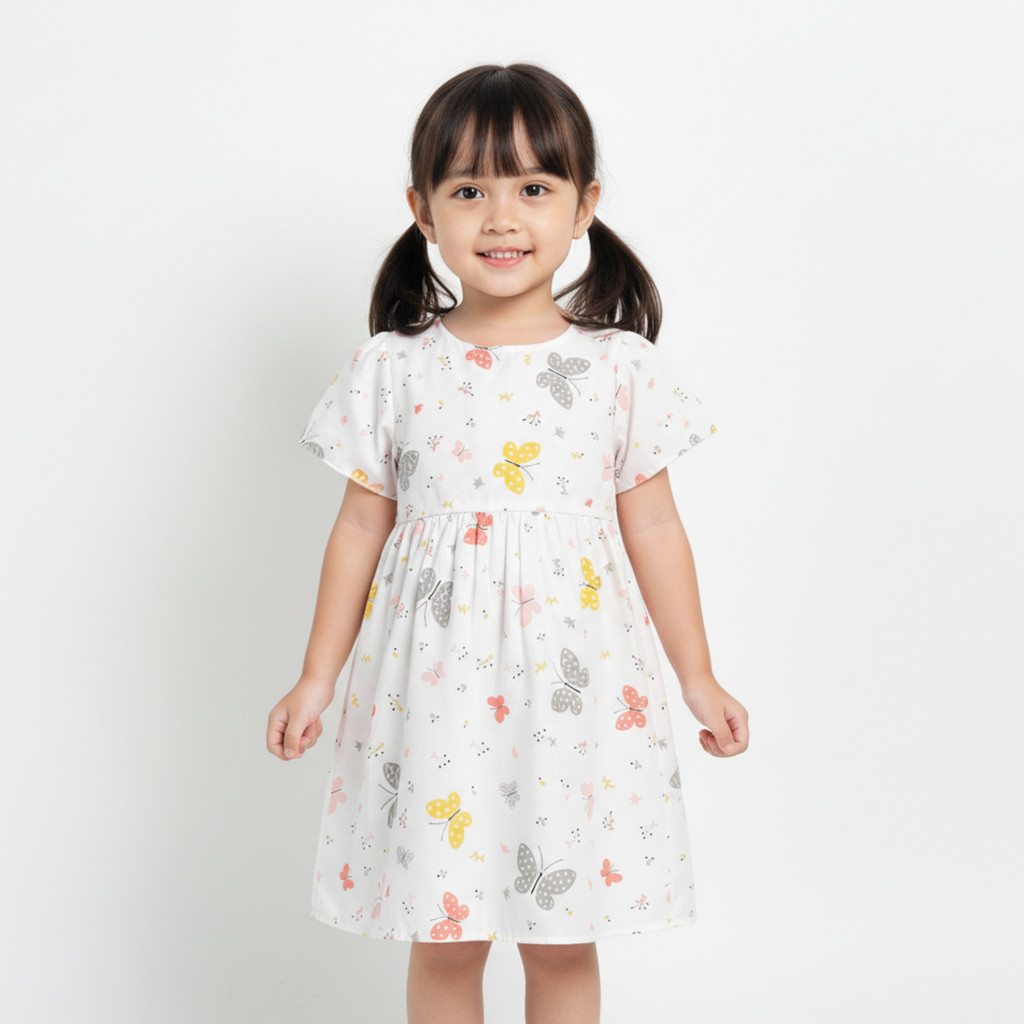 Damira White Dress Anak Katun Premium Usia 1-8 Tahun Adem Dress Anak Balita perempuan Damira Dress