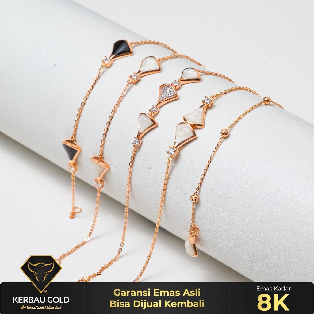 [Kerbau Gold] Gelang Emas Diva White & Black Series 8K - Emas Asli 100%
