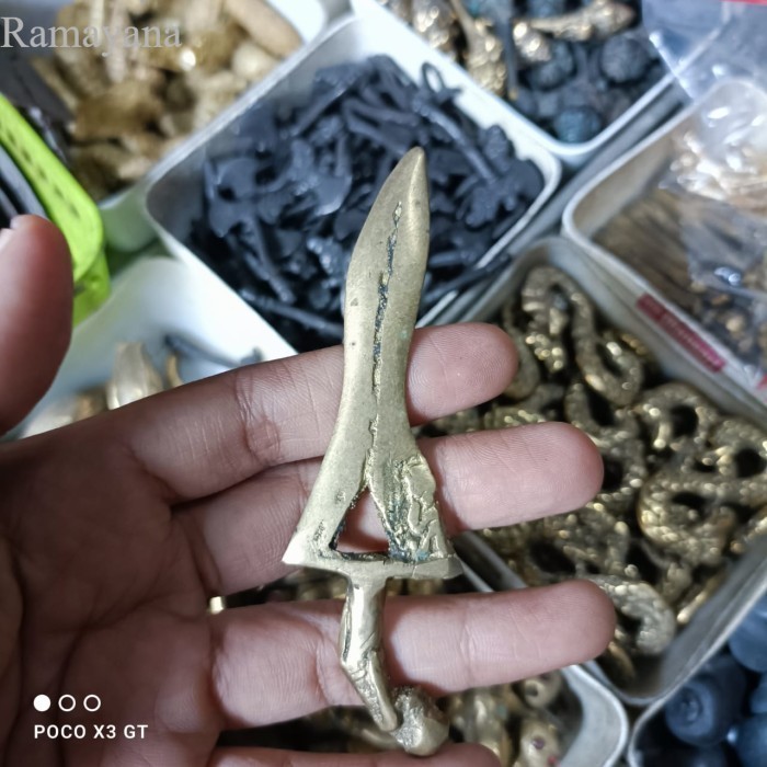 keris tombuk omyang jimbe jangkung pamengkang mas full kuningan  majapah Antik