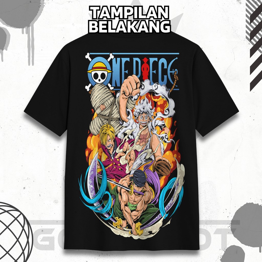 [GOOBIIDOT] KAOS ANAK DAN DEWASA ANIME ONE PIECE SANJI LUFFY ZORO BAHAN 100% KATUN PREMIUM