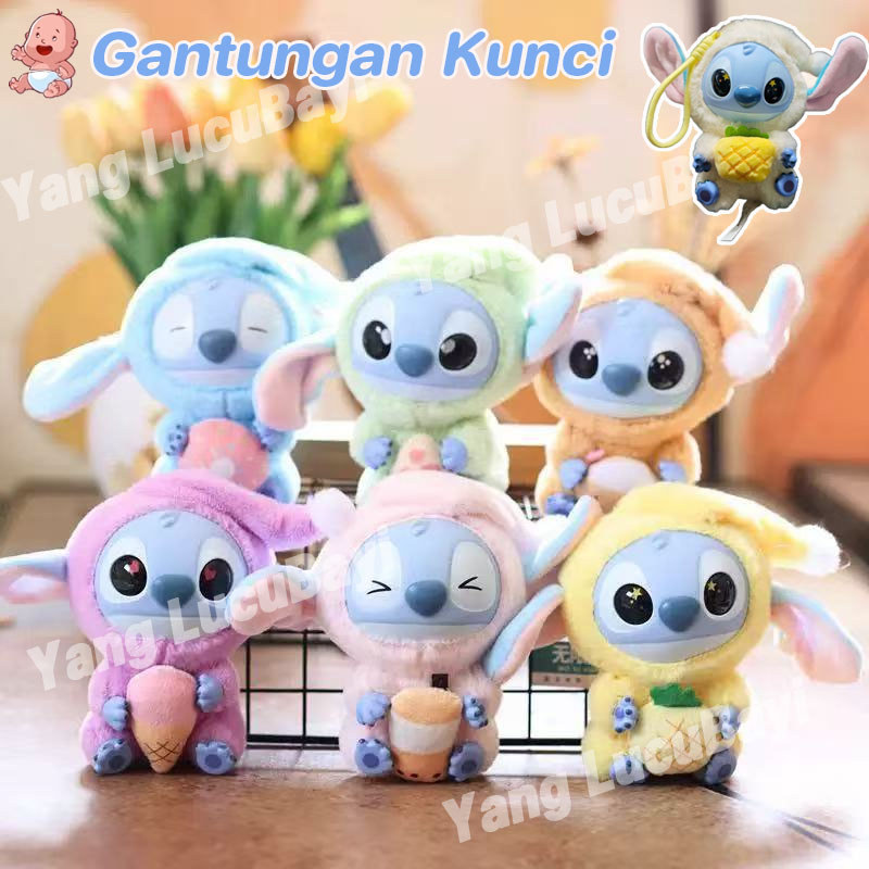 Gantungan Kunci Gantungan Animasi Ganci Tas Gantungan Boneka Berbulu Monster Biru Yang Imut Aksesor
