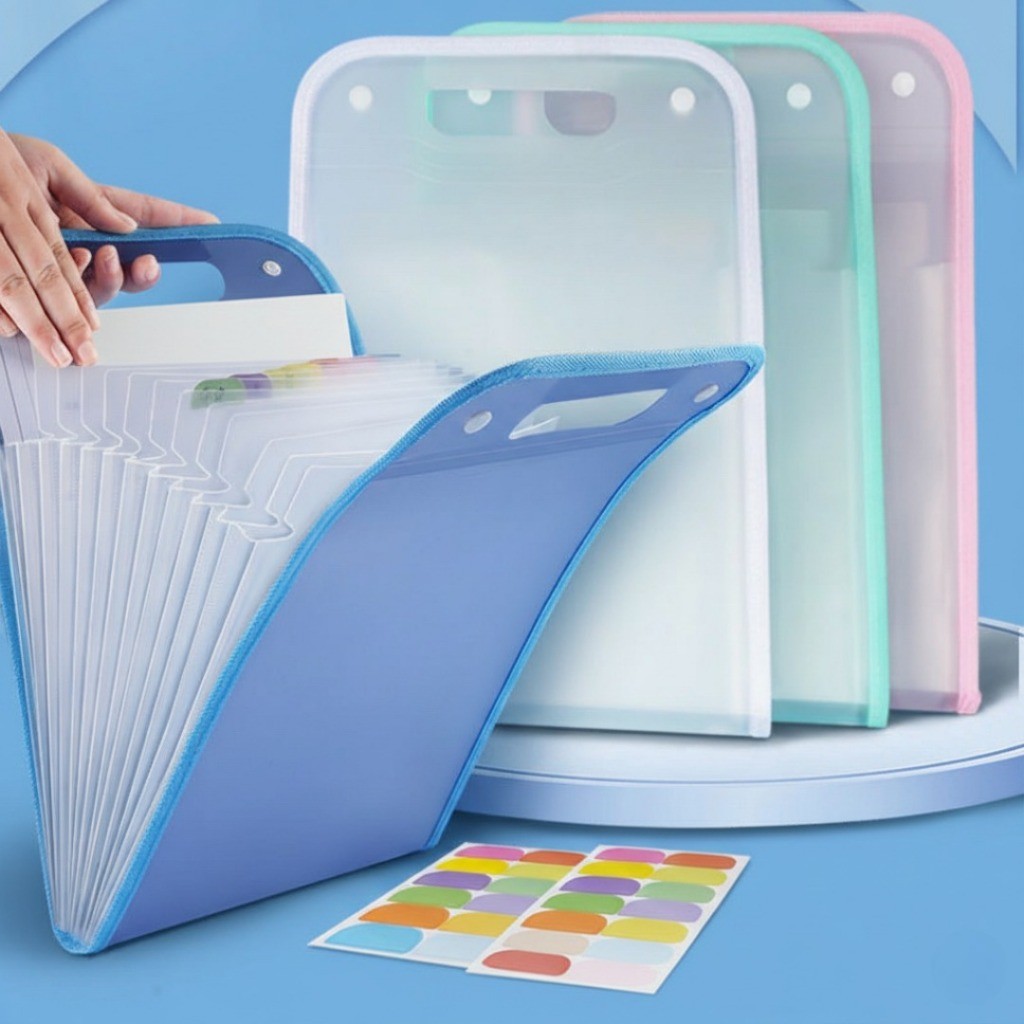 MAOLILI - Tas File Dokumen Folder Map A4 Transparant Anti Air Clear Organizer Multi Layer 13 Sekat F