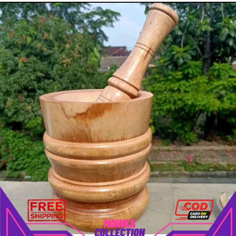 [RO] Lumpang Kayu Besar Ukuran 16 Cm + Alu / Tumbukan kayu Besar Kuat Tidak Mudah Patah J01N TERBARU