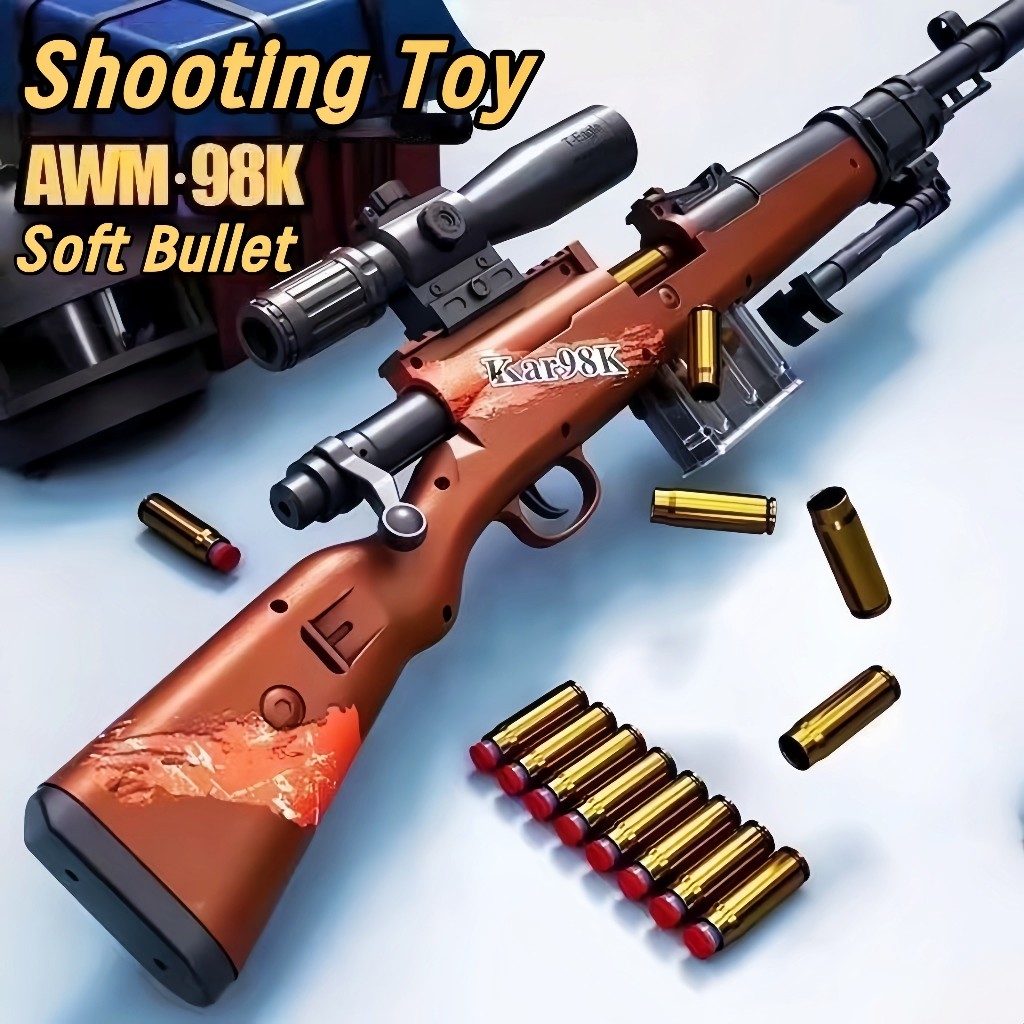 DF9 98K Barrett Sniper Simulasi Shell Ejection Soft Bullet Gun AWM Barrett Simulasi Gun Soft Bullet 