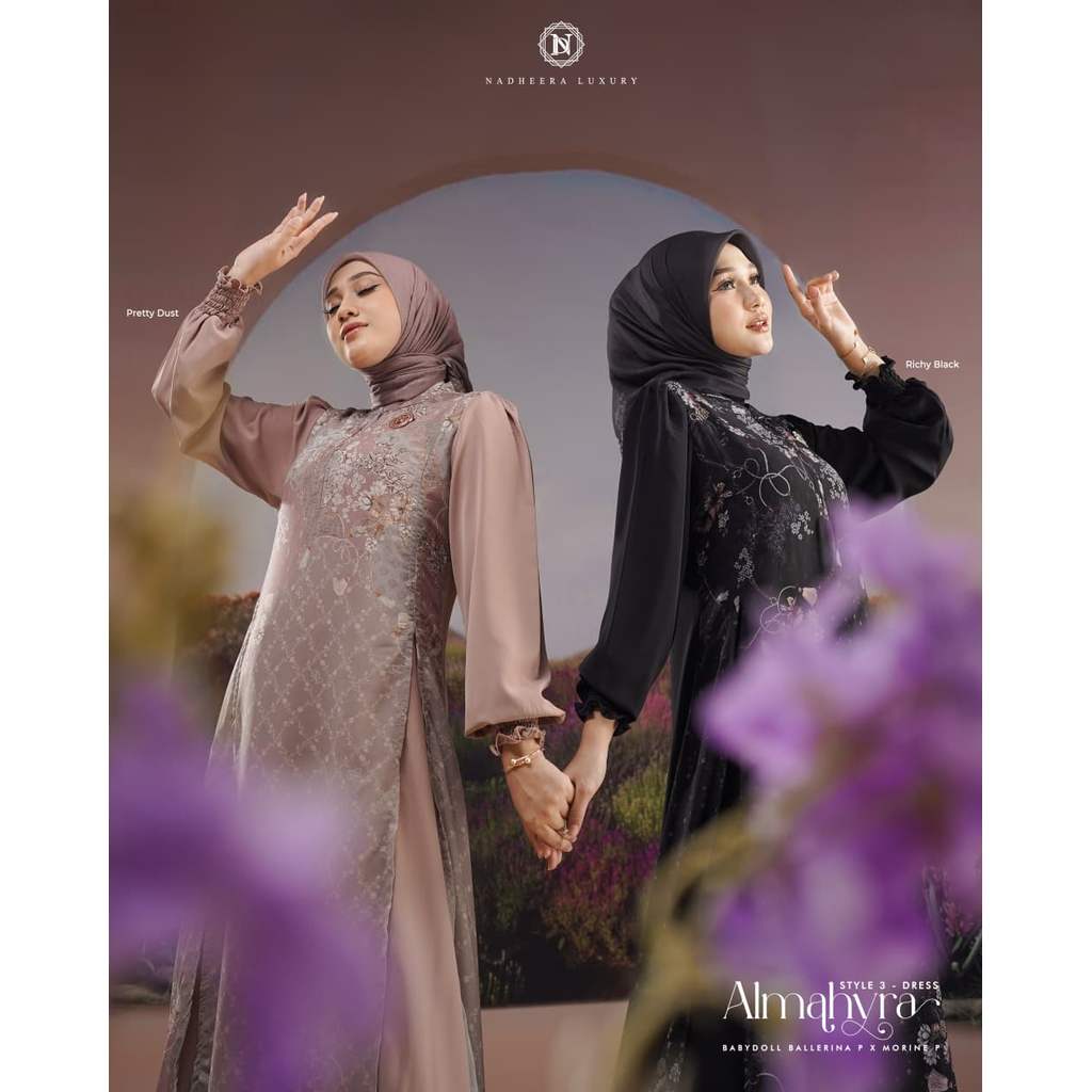 Almahyra Style 3 Dress dan Midi Dress by Nadheera luxury (gamis ceruty premium, gamis lebaran)