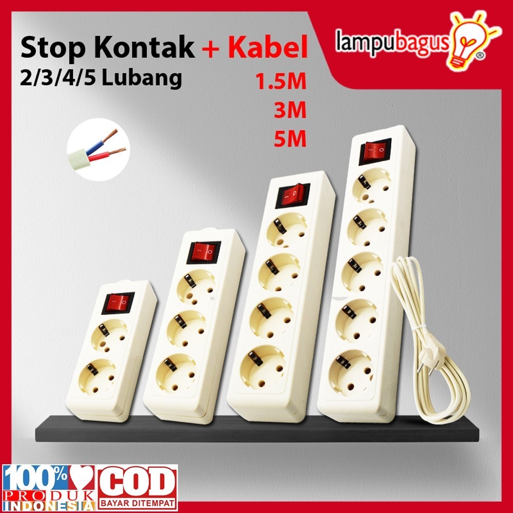 Stop Kontak Kabel 2/3/4/5 Lubang 3 Meter Stop Kontak Listrik