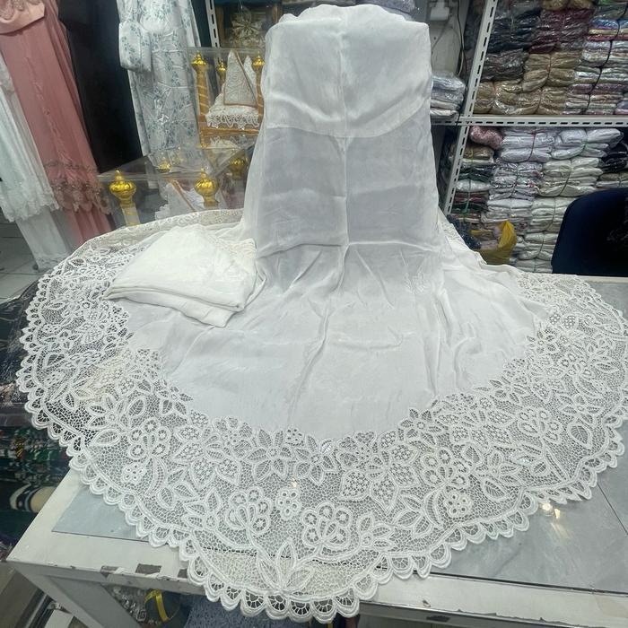 Mukena sutra asli bordiran kerancang bukittinggi best seller Polos