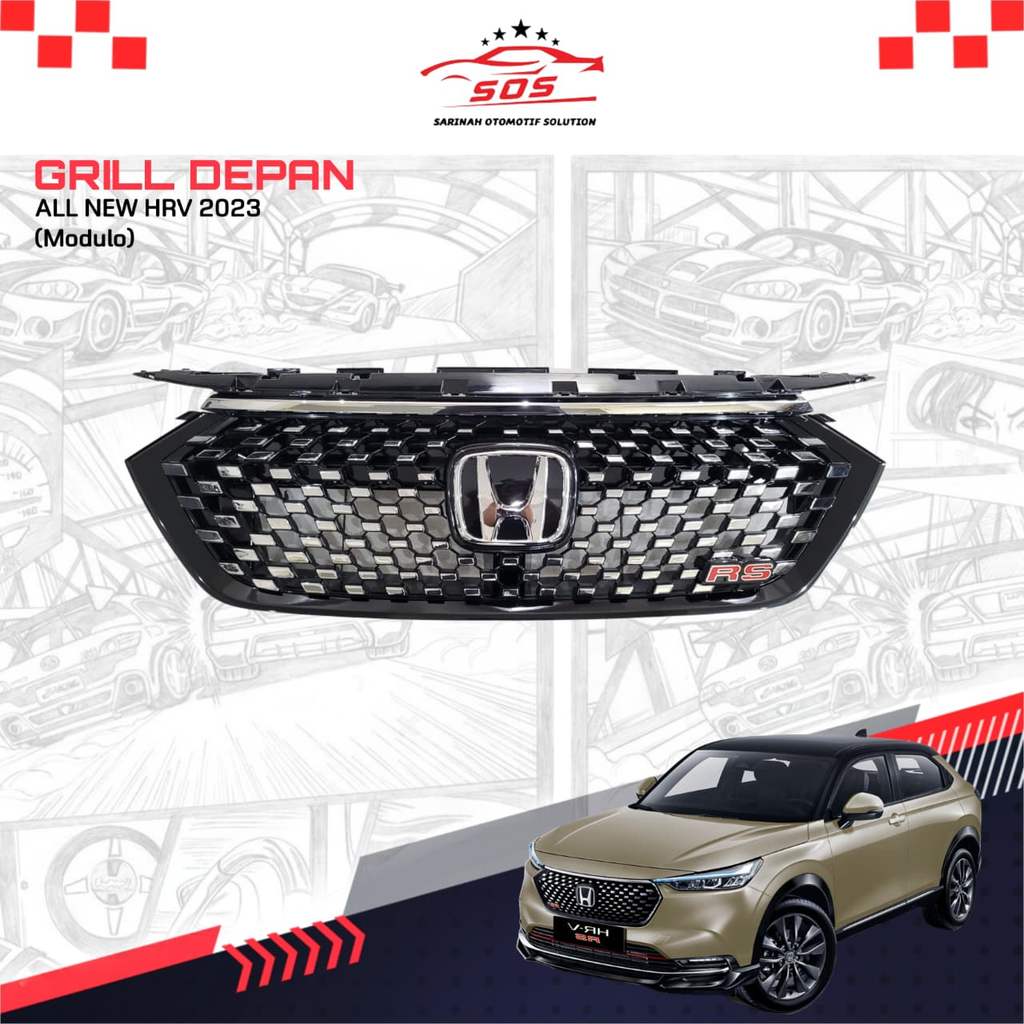 Grill Depan HRV 2023 Modulo Style Black Chrome ISOKA TERIMA TT