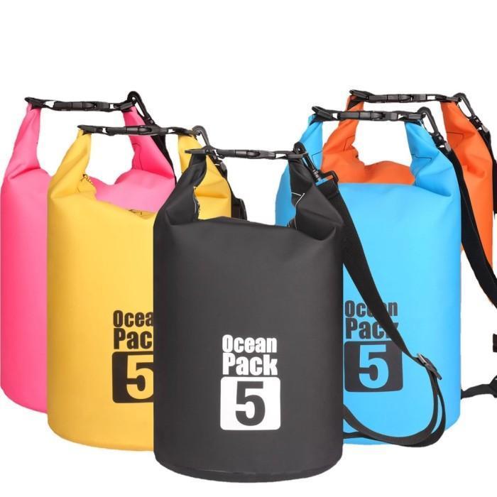 DRY BAG TAS PANTAI TAS PANCING ANTI AIR WATERPROOF BAG OCEAN PARK (Simba) Olahraga - 5 LITER, MERAH