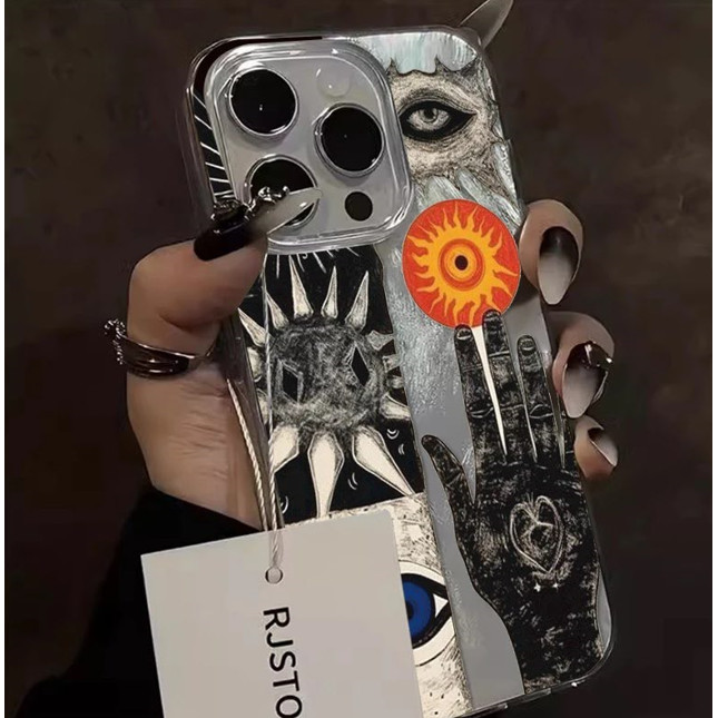 Abstract painting case Silver Feather Hologram Case for iPhone 11 11 PRO 11PROMAX 7 8 SE 7PLUS 8PLUS