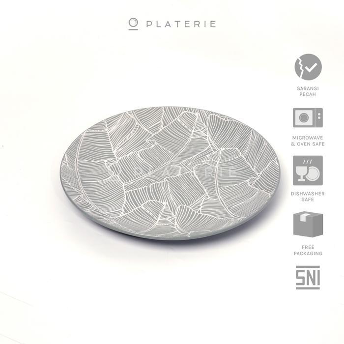 DINNER SET OF 4 PIRING / MANGKOK KERAMIK BLUE PALM LEAF (SATUAN) - DINNER PLATE