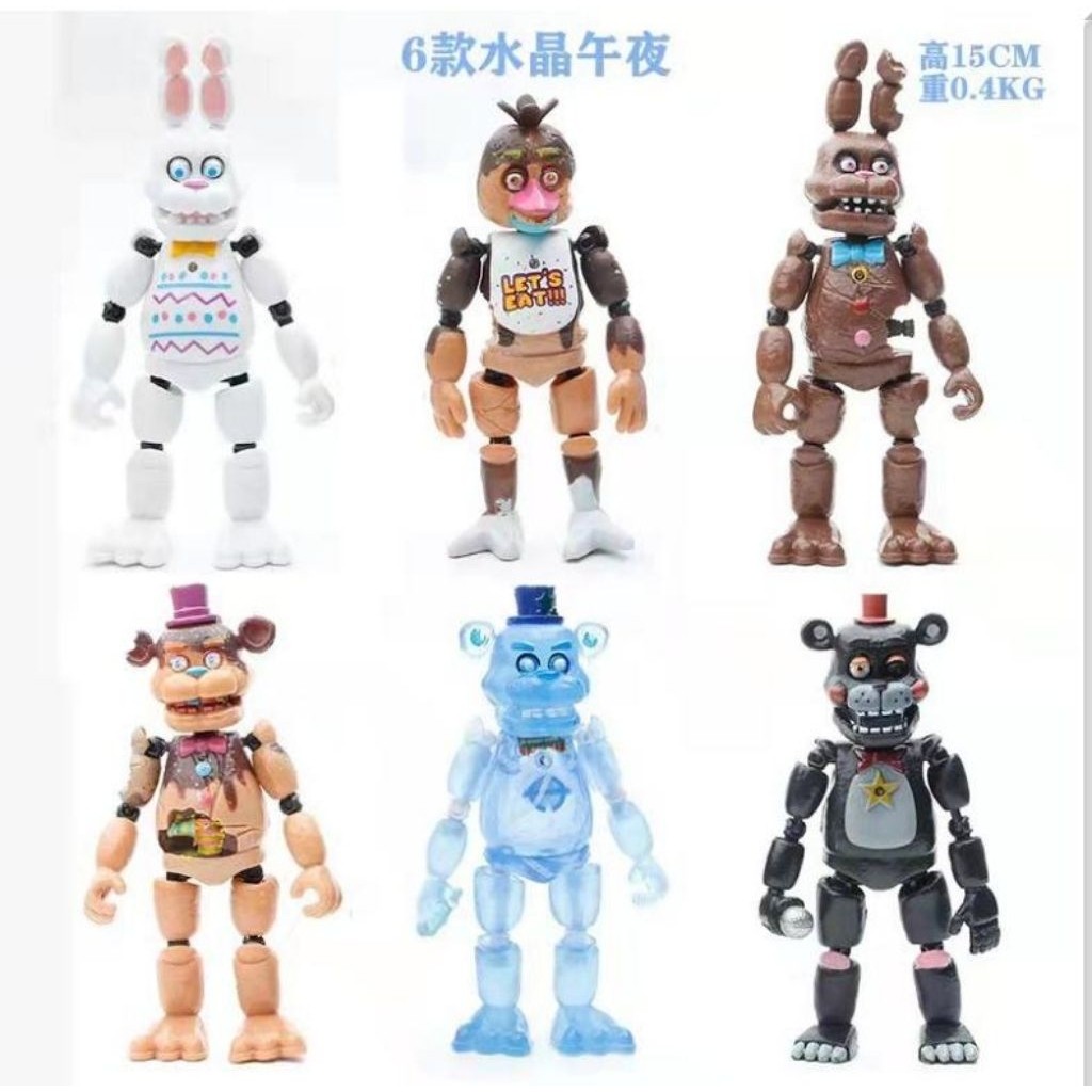 TERBARU Fnaf Action Figure Five Nights At Freddy Set 6 Pcs Tinggi 15cm Fazbear /  Bonnie / Chica / F