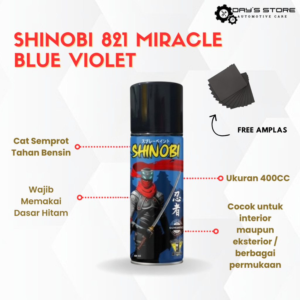 Pilox Cat Semprot Shinobi Tahan Bensin 400 CC - 821 Violet Biru Ungu Bunglon