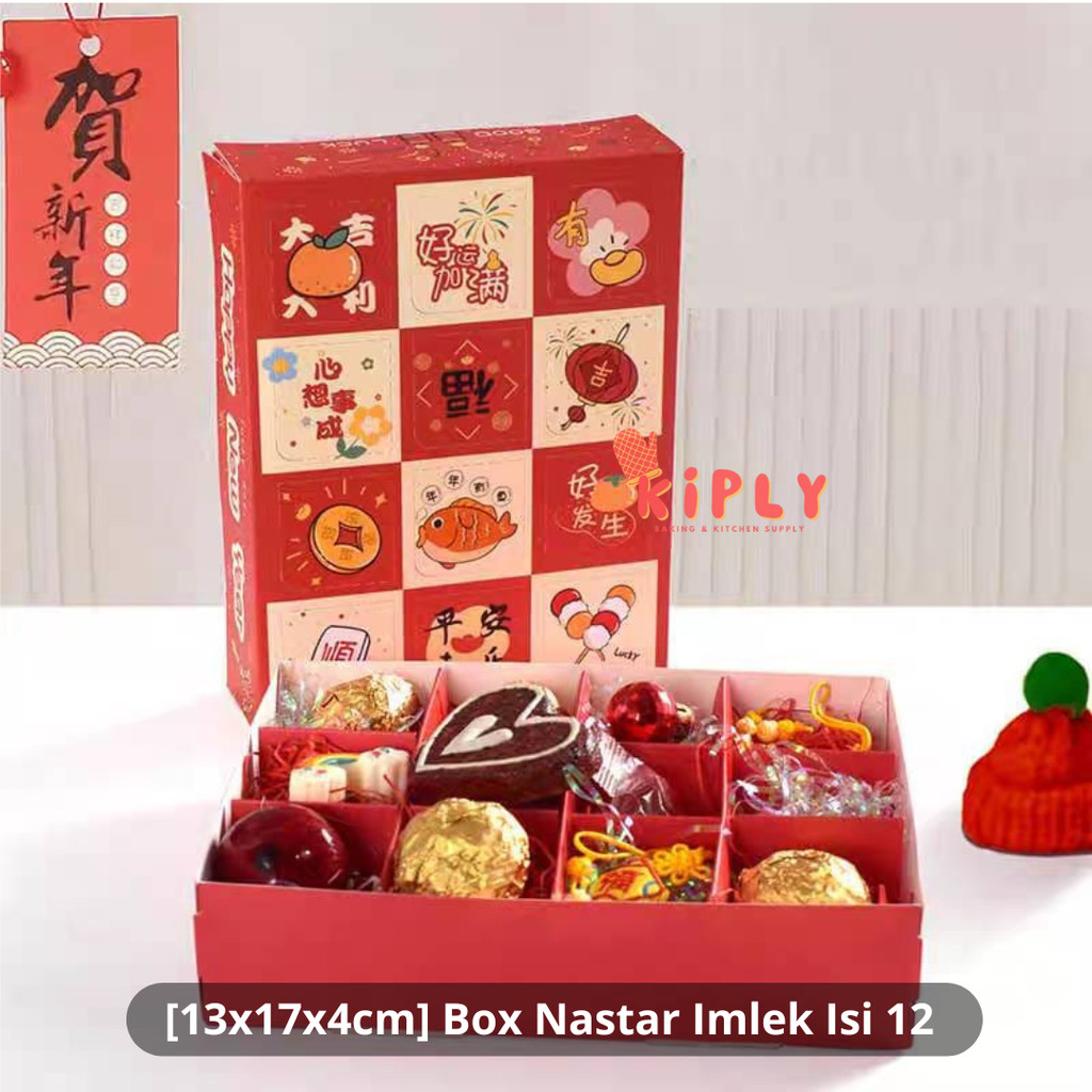 FLOPY - [13x17x4cm] Box Nastar Imlek Isi 12 / Imlek Box Hampers / Chinese New Year Gift Box/ hampers