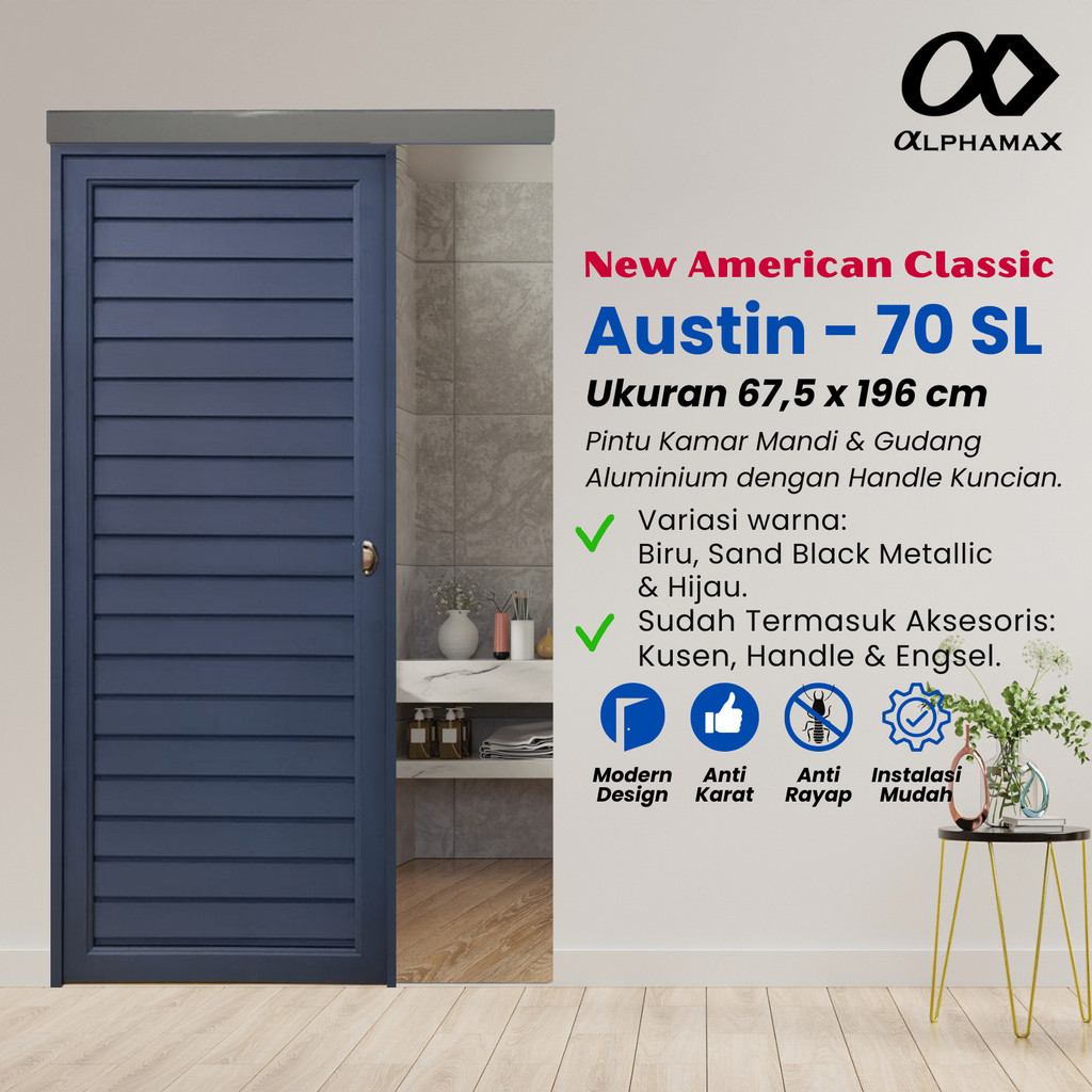 ALPHAMAX Austin-70 SL Pintu Rumah Pintu Pintu Kamar Mandi Pintu Gudang Pintu Aluminium Sliding Geser