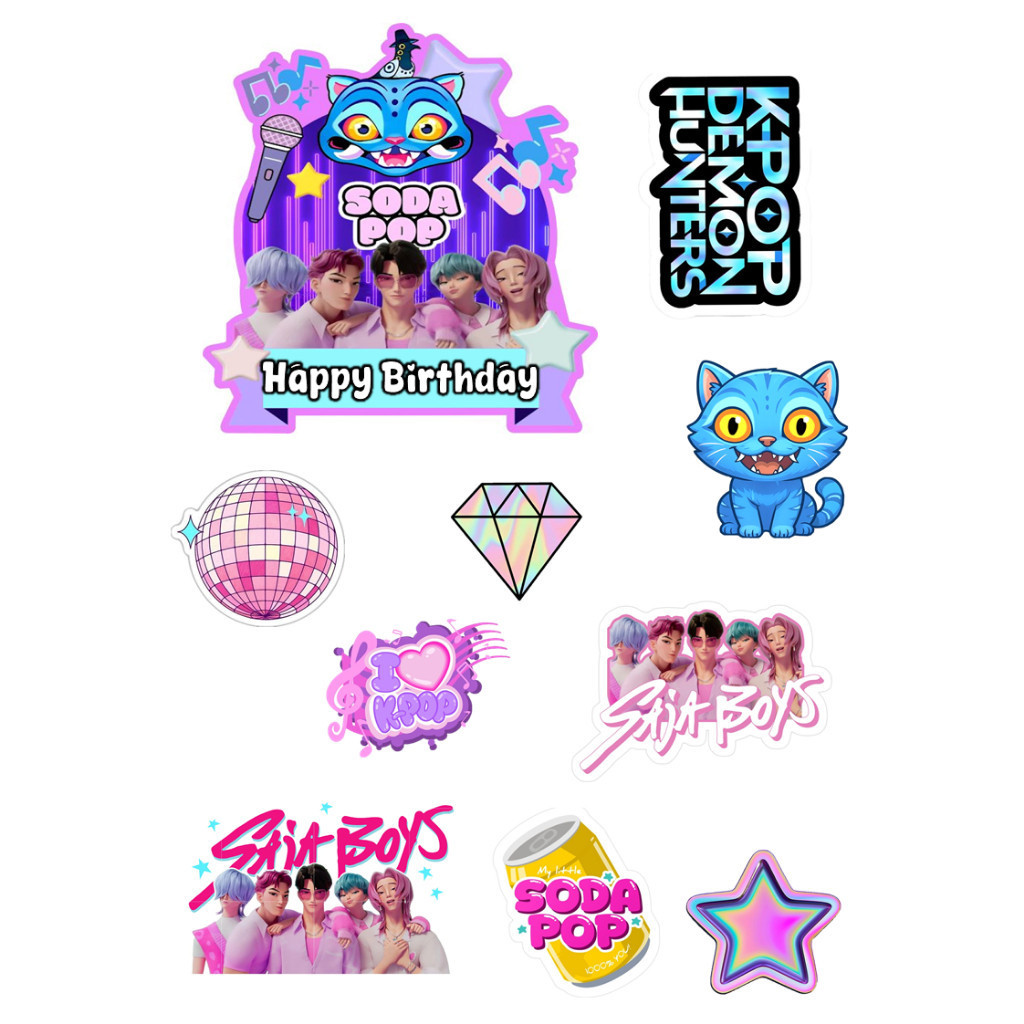 Topper KPOP SAJA BOYS DEMON HUNTERS | Topper Cake KPOP DEMON HUNTERS Custom Nama | Hiasan Kue Ultah 