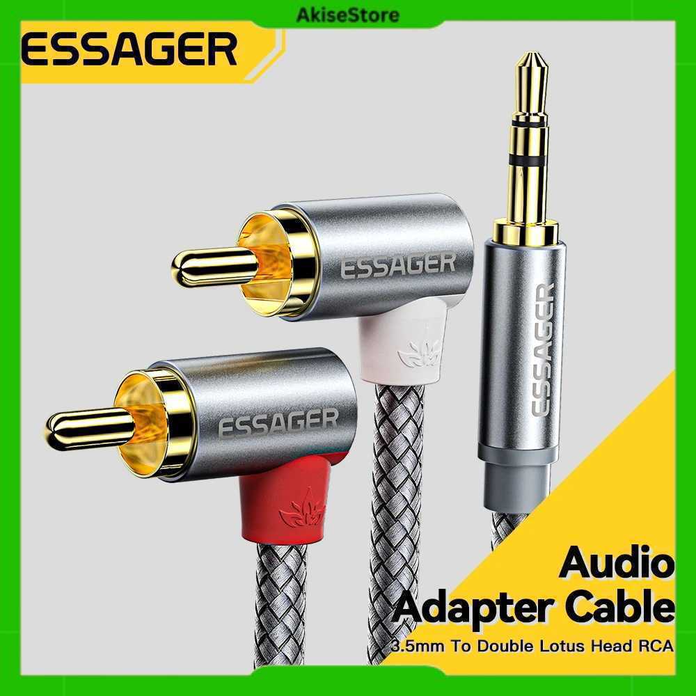 Essager Kabel Audio Jack 35mm ke RCA Double Lotus Elbow 3 Meter EYPWT MYC0G P
