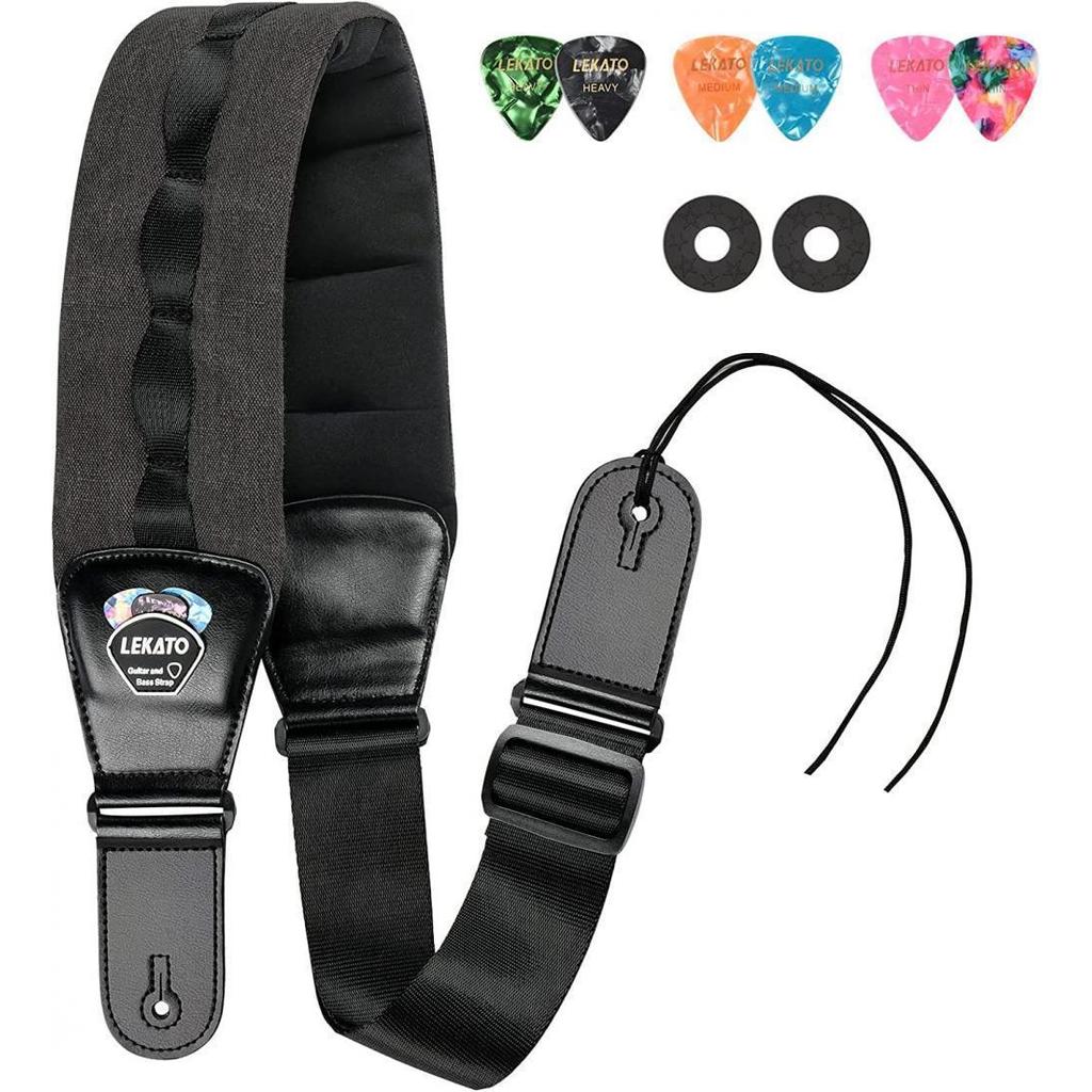 LEKATO Bass Guitar Strap for Bass Electric Guitar with 3.5 Wide Thickened Foam Bass Strap Padded Bas