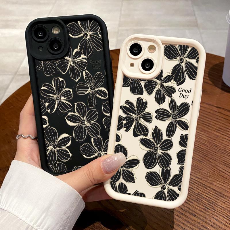 Case For Iphone 15 Pro Max 12 Mini 13 14 16 17 TPU Camera Floral Bunga Casing Soft Cover