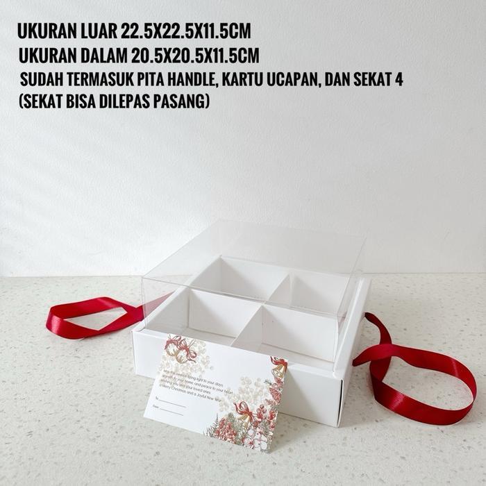 (Isi 5 Pcs) Box Kue Mika Imlek Lebaran | Kotak Kue Mika - Putih 20 + sekat 4, Imlek